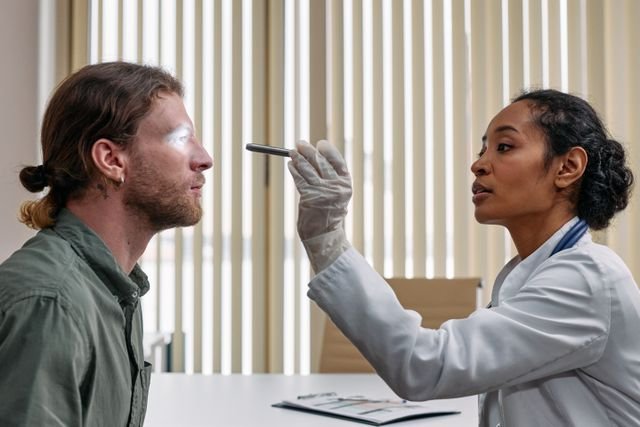 concussion eye test with flashlight